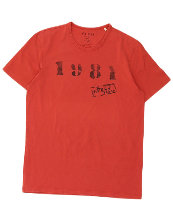 Guess Grafisk T-shirt top til kvinder UK 18 XL rød bomuld