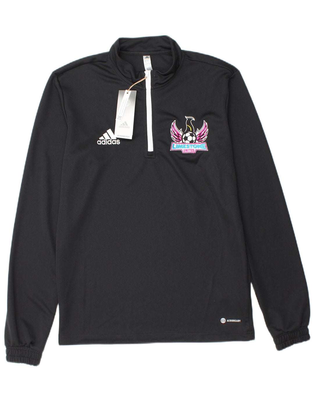 ADIDAS Herre Aeroready Grafisk Zip Neck Pullover Træningsdragt Top Lille Sort