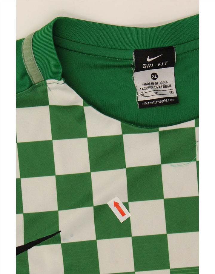 NIKE Mens Dri Fit T-Shirt Top XL Green Check Polyester Vintage Nike and Second-Hand Nike from Messina Hembry 