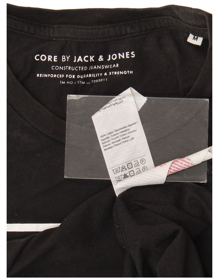 Jack & Jones Mens Graphic T-Shirt Top Medium Black Cotton