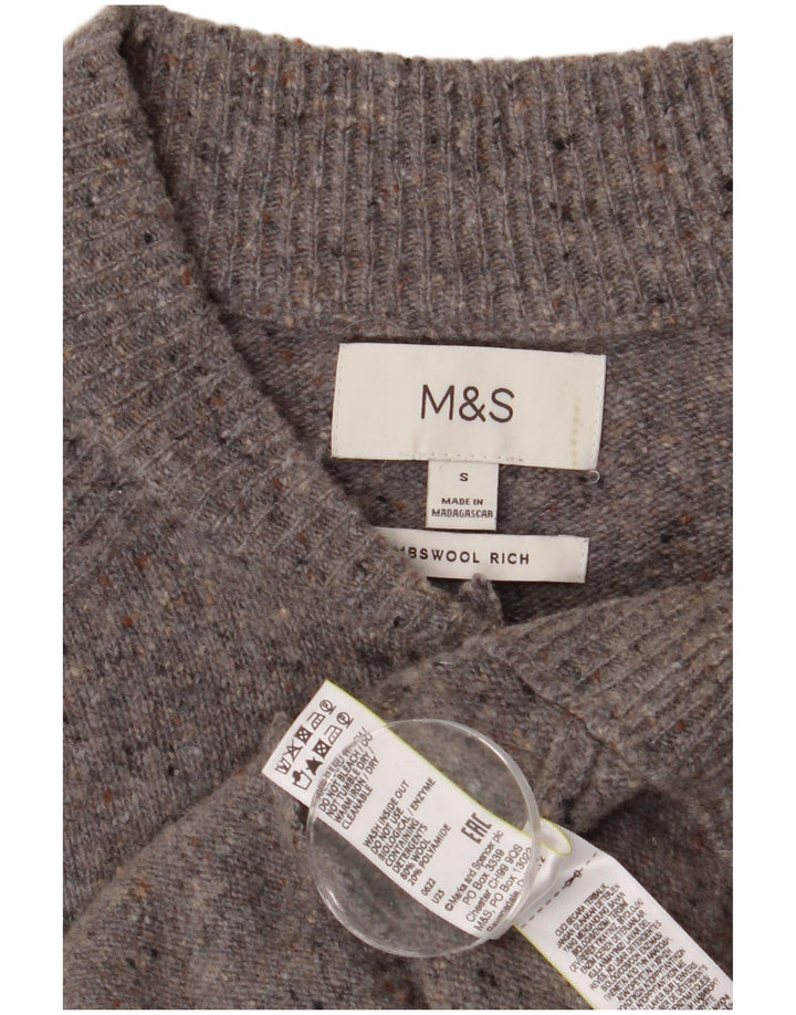 MARKS & SPENCER Cardigan sweater til mænd, lille grå flækket uld