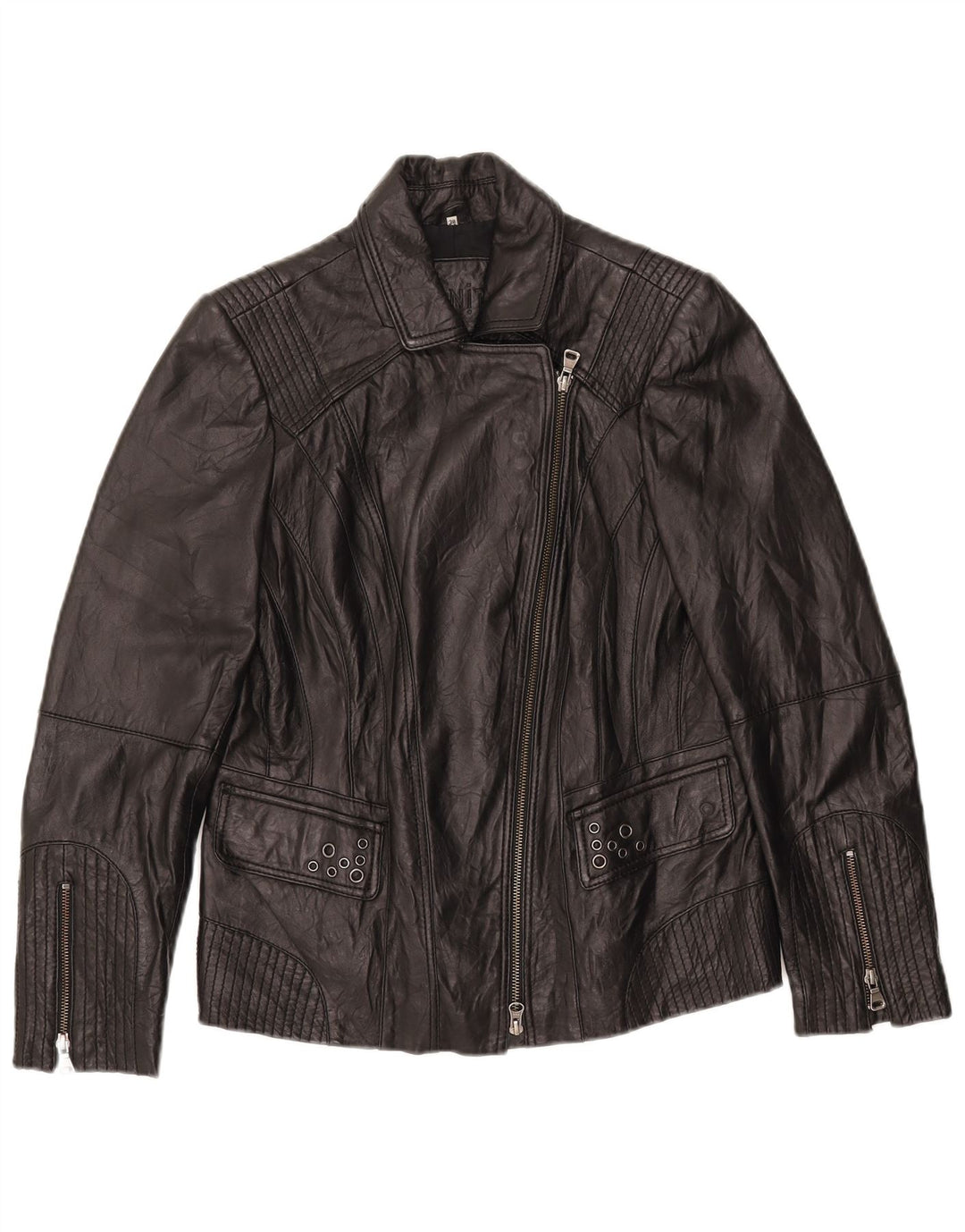 BONITA Bikerjakke i læder til kvinder EU 38 Mellem sort lammeskind