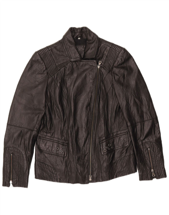 BONITA Bikerjakke i læder til kvinder EU 38 Mellem sort lammeskind