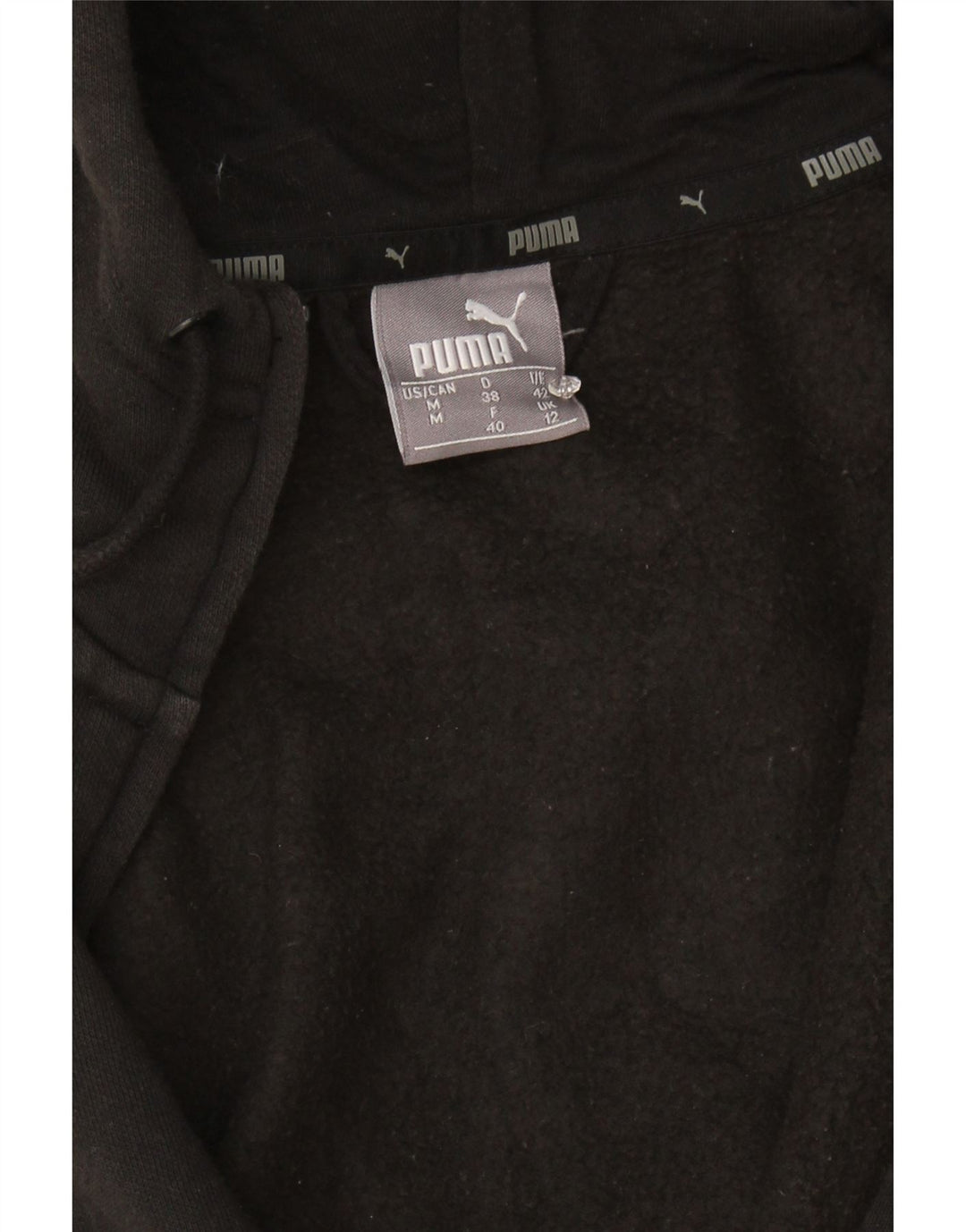 PUMA Womens Zip Hoodie Sweater UK 12 Medium Black Polyester Vintage Puma and Second-Hand Puma from Messina Hembry 