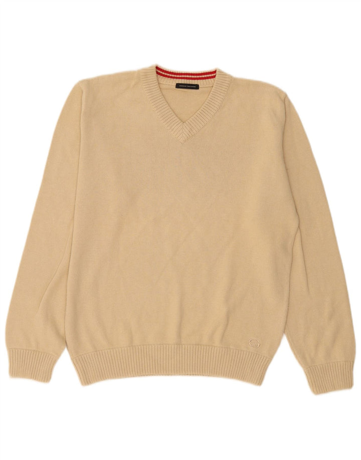 Sergio Tacchini Herre V-hals sweater lille beige bomuld