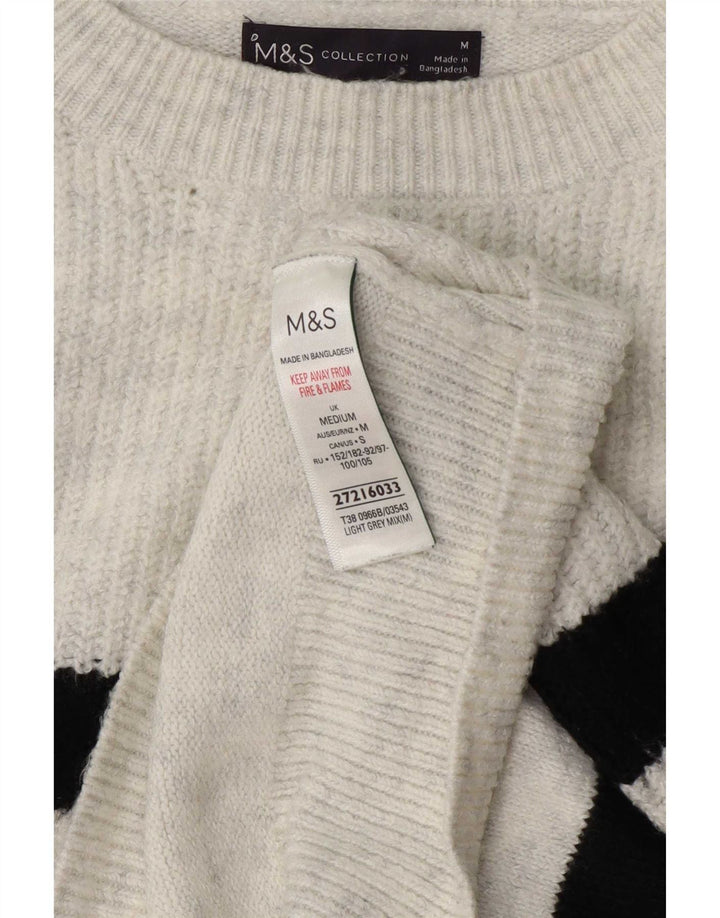 Marks & Spencer Dame sweater med rund hals DK 14 Mellem grå stribet