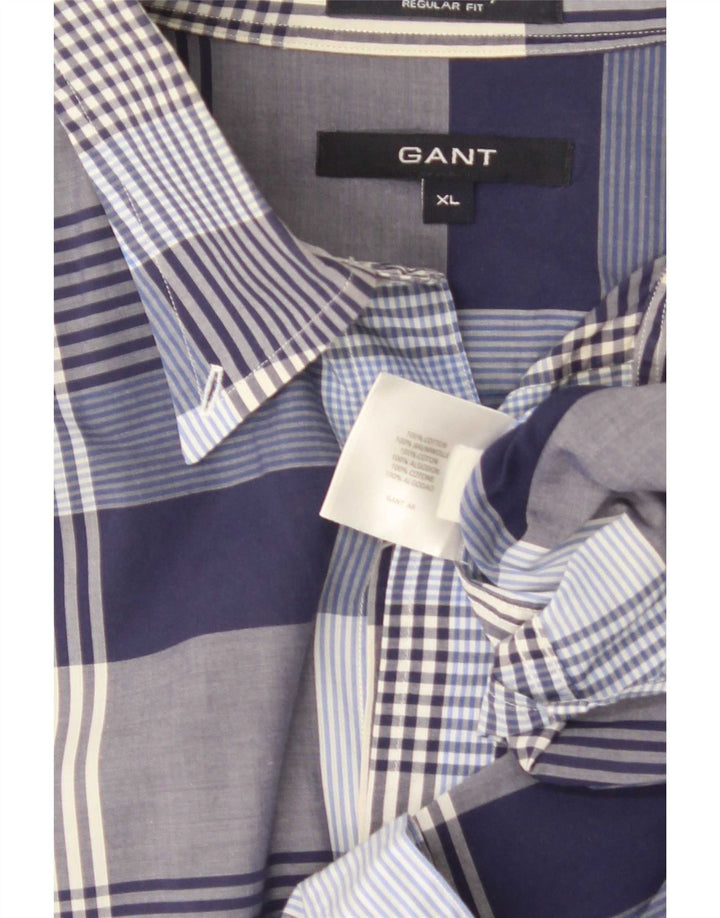 Gant herre Regular Fit skjorte XL marineblå ternet bomuld