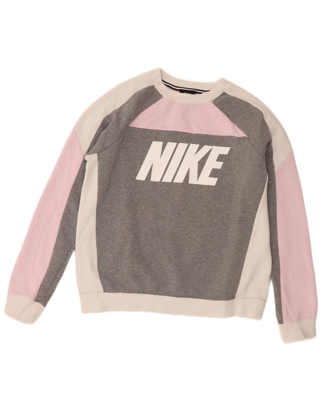 Nike Grafisk Sweatshirt Jumper UK 14 Medium Pink Colourblock