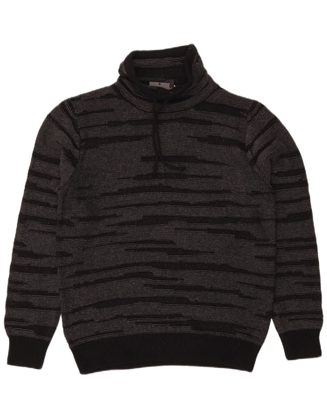 Dkny Herre Roll Neck Jumper Sweater Medium Sort Stribet Bomuld