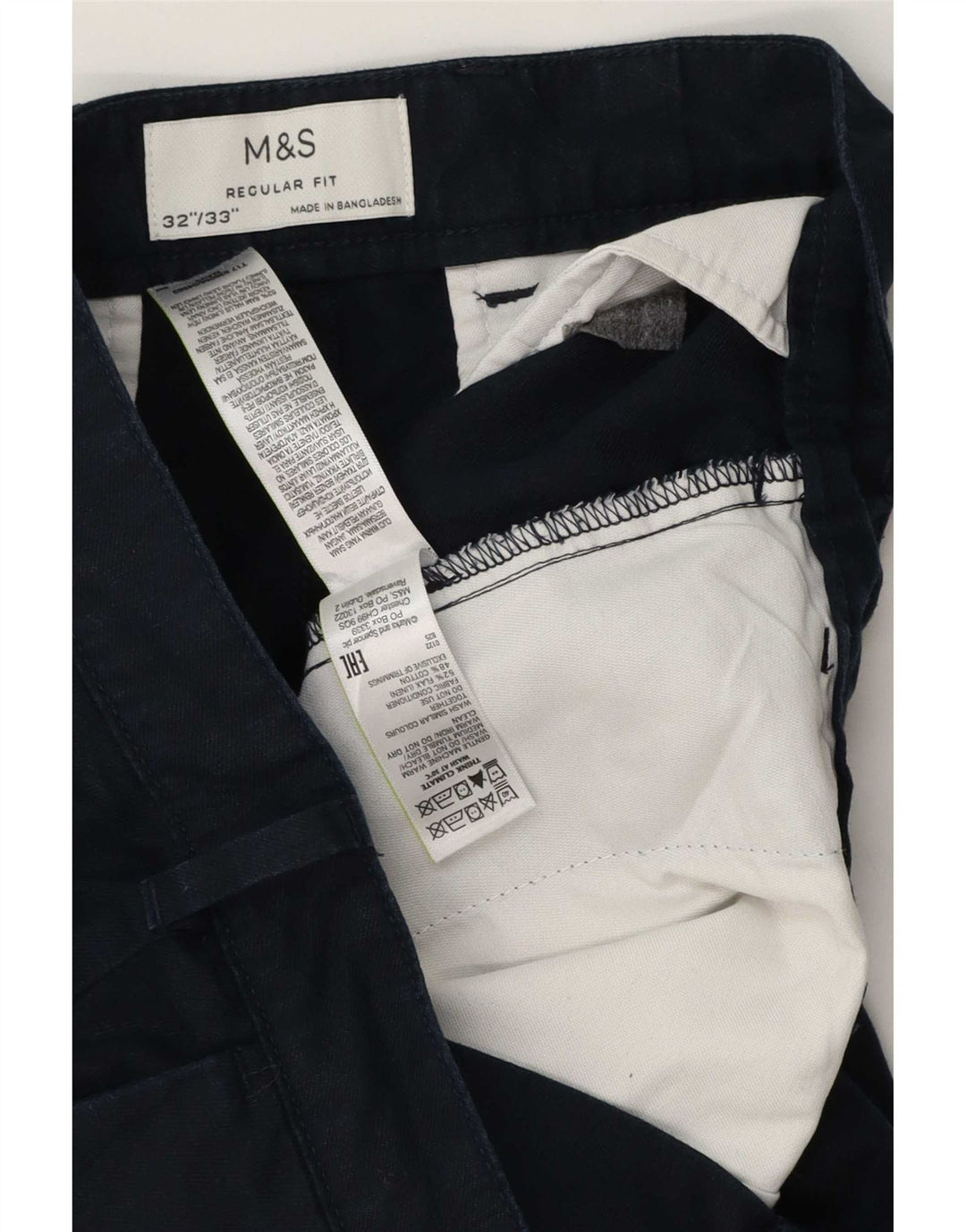 Marks & Spencer Herre Regular Fit Chinobukser W32 L33 Marineblå hør