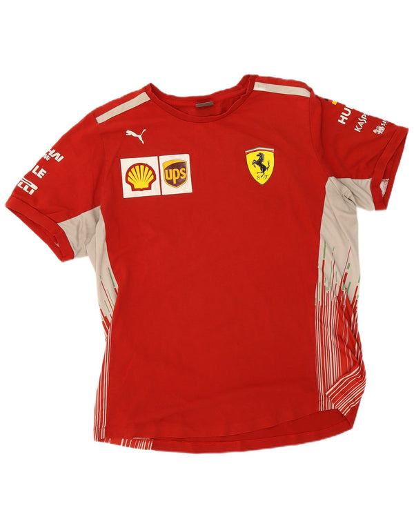 Puma Herre Ferrari Grafisk T-Shirt Top XL Rød Bomuld