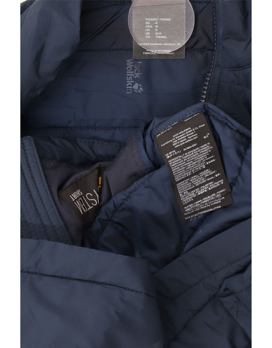 Jack Wolfskin Dame Liner Polstret Jakke UK 8/10 Small Navy Blue Polyester