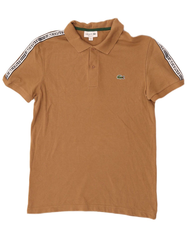 Lacoste Herre grafisk Regular Fit Polo Shirt Størrelse 4 Medium Brun Colourblock