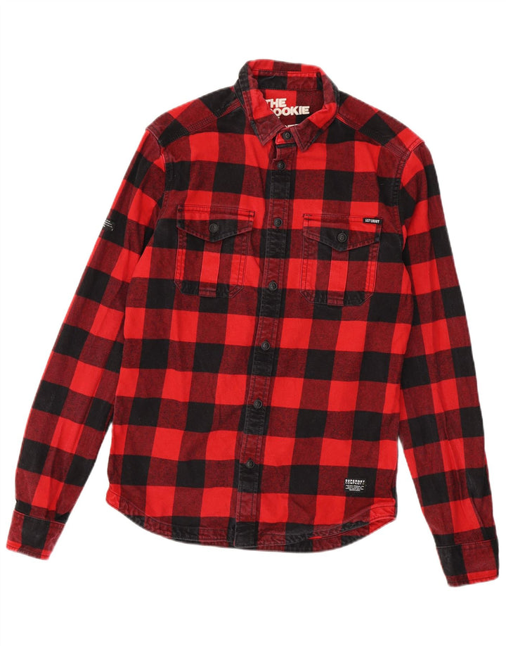 Superdry Herre The Rookie Ternet grafisk flannelskjorte Lille rød ternet