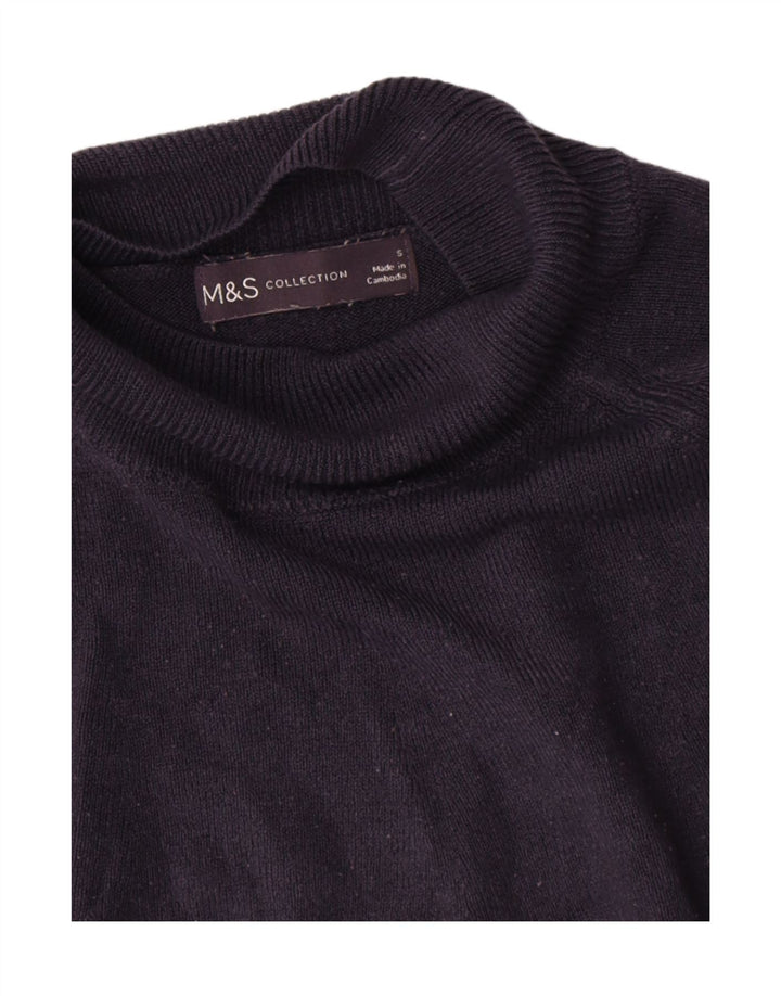 Marks & Spencer Dame Turtle Neck Jumper Sweater UK 10 Small Navy Blue