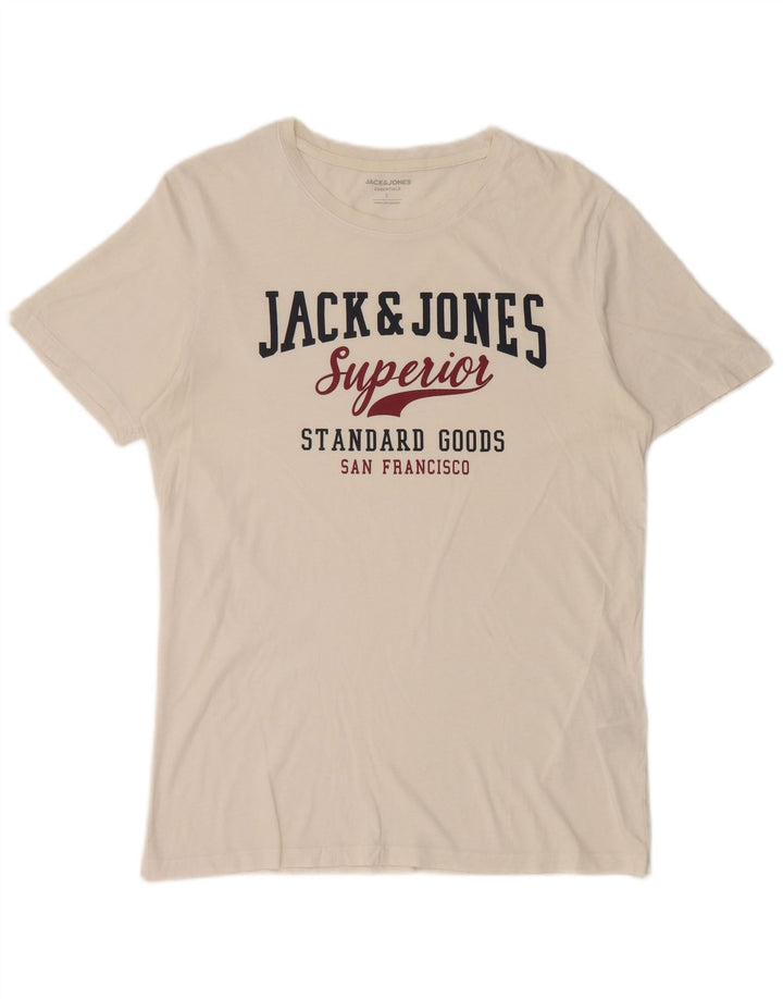Jack & Jones Herre grafisk T-shirt Top Stor hvid bomuld