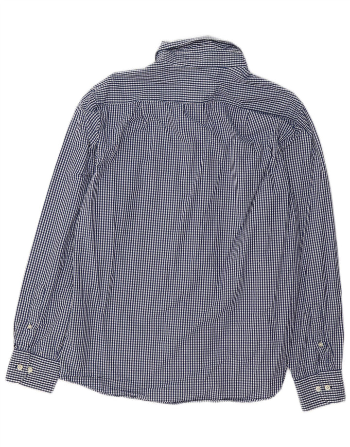 Izod Herre Coupe Ajustee Slim Fit skjorte Medium Blue Gingham Cotton