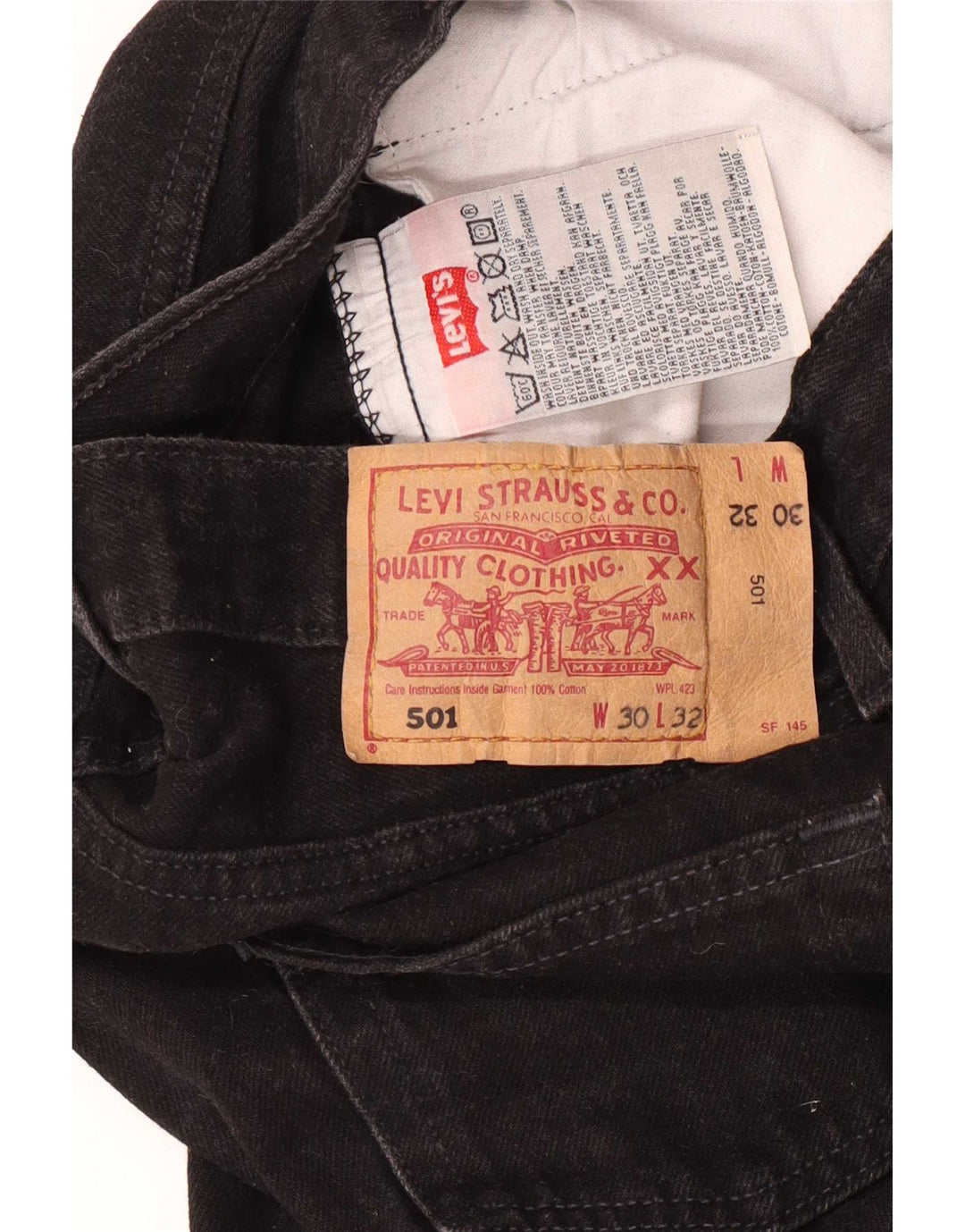 Levi's Herre 501 lige jeans W30 L32 sort bomuld