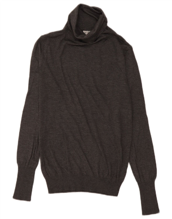 Zara Dame Roll Neck Jumper Sweater UK 14 Medium Grey Modal
