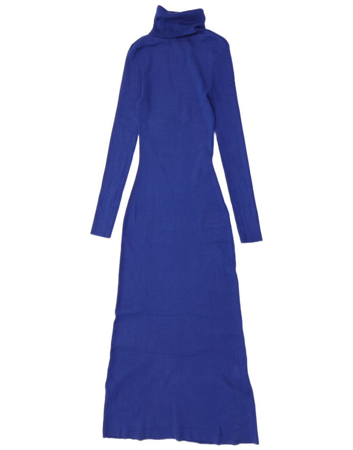 Zara Langærmet Maxikjole til kvinder UK 12 Medium Blue Viscose