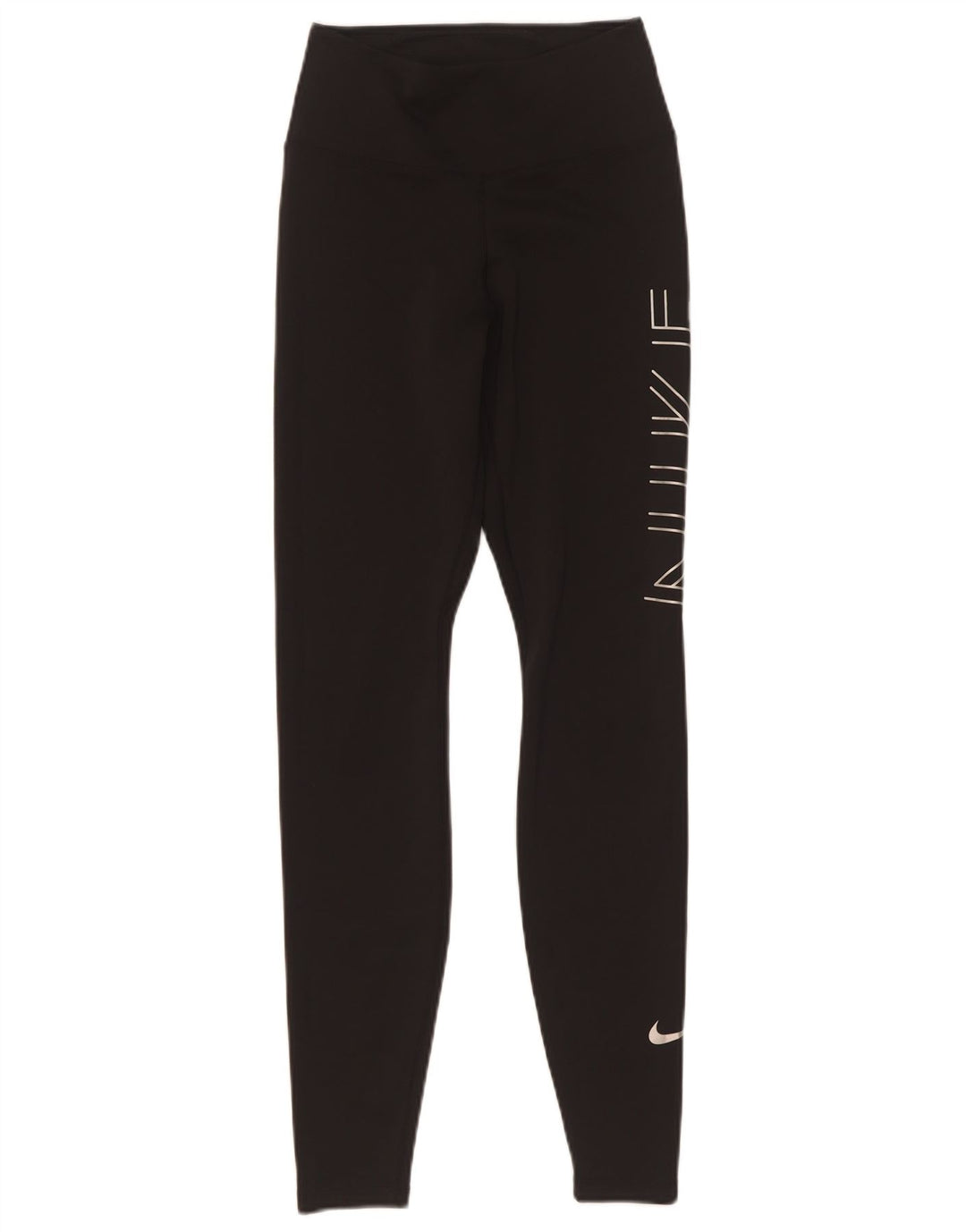 Nike Dame Dri Fit Grafiske Leggings UK 4 XS Sort Polyester