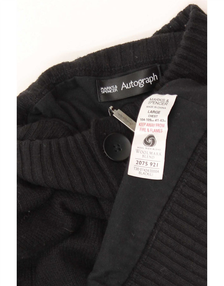 Marks & Spencer Herre Cardigan Sweater Stor sort lammeuld