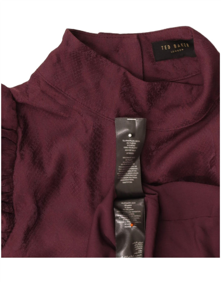 TED BAKER Womens Blouse Top UK 14 Medium Maroon Viscose