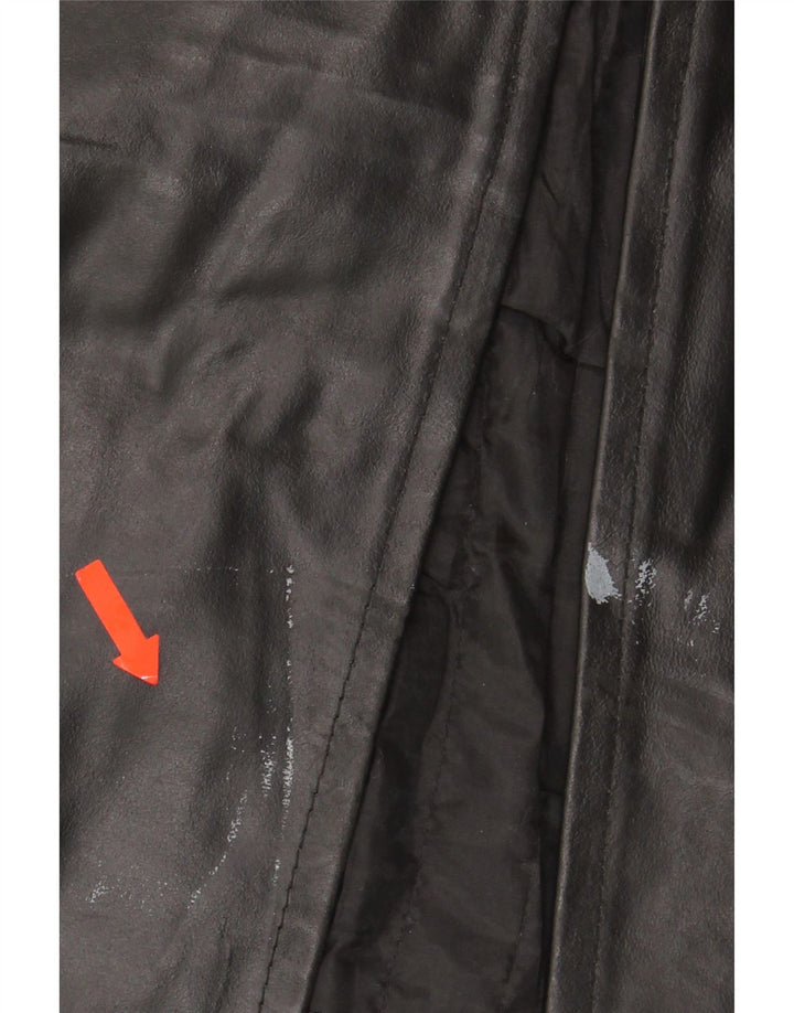 VINTAGE Womens Leather Coat IT 48 XL Black Leather Vintage Vintage and Second-Hand Vintage from Messina Hembry 