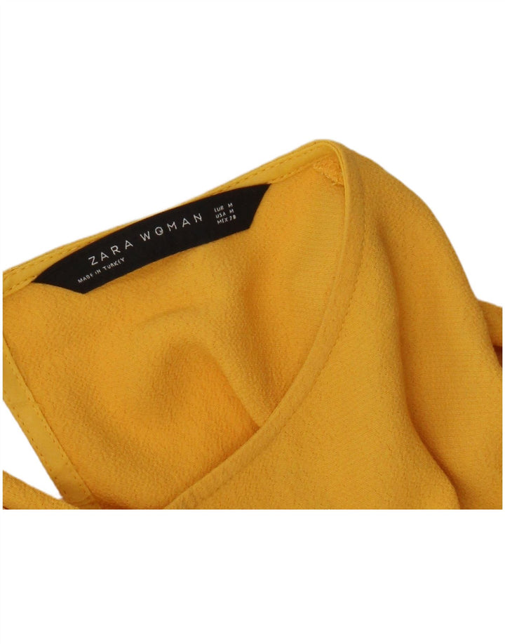 Zara Womens Crop Bluse Top UK 12 Medium Yellow