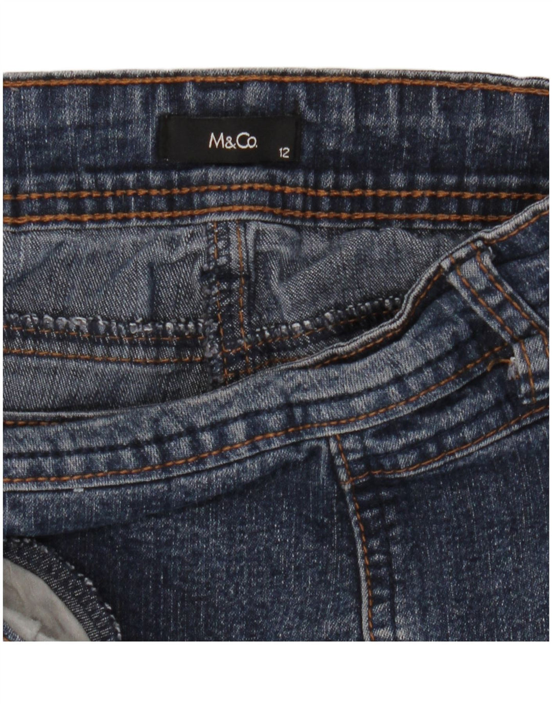 M&Co Dame Denim Bermuda Shorts UK 12 Medium W32 Blå Bomuld