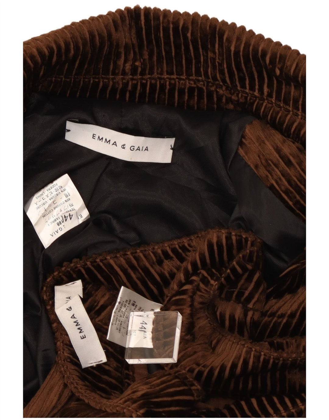 EMMA & GAIA Damefløjl 2-delt jakkesæt IT 44 Medium W28 L28 Brun