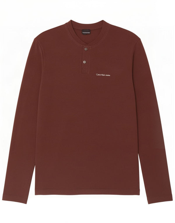 Calvin Klein Jeans Mens Graphic Top Long Sleeve Medium Brown Cotton
