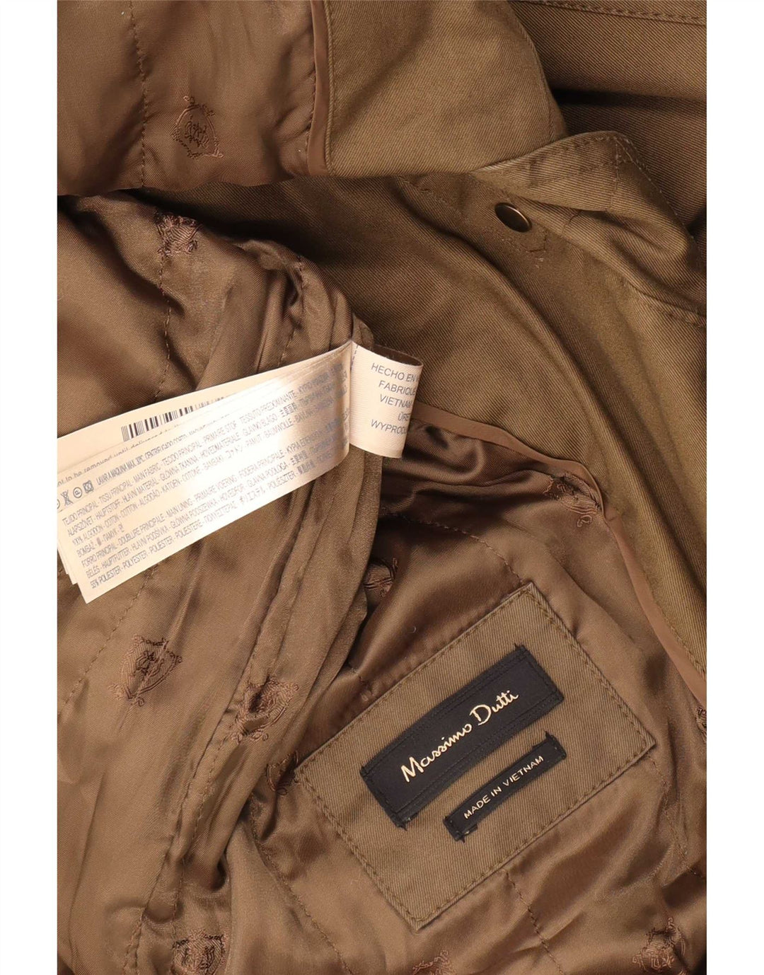 Massimo Dutti Dame Hooded Parka Jacket UK 14 Medium Green Cotton