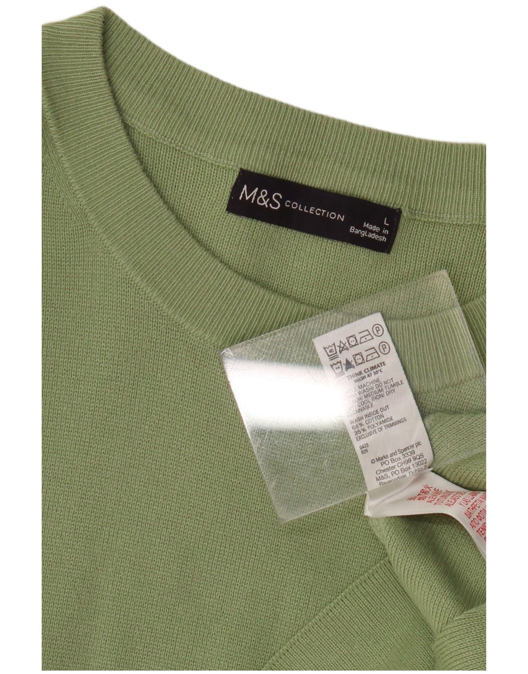MARKS & SPENCER Dame sweater med rund hals DK 16 Stor grøn bomuld