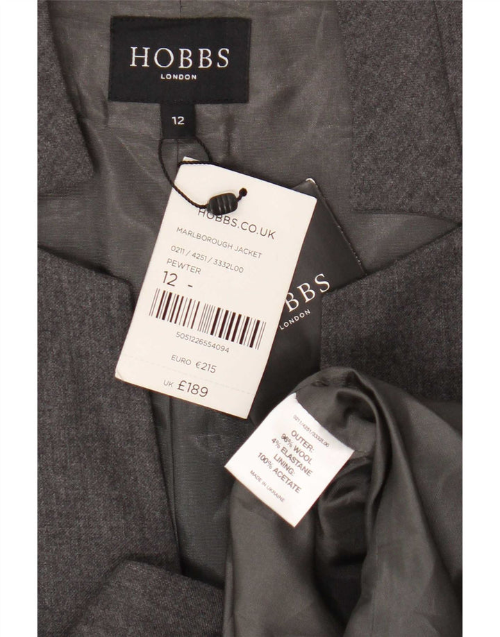 Hobbs Dame 1 Knap Blazer Jacket UK 12 Medium Grey Uld