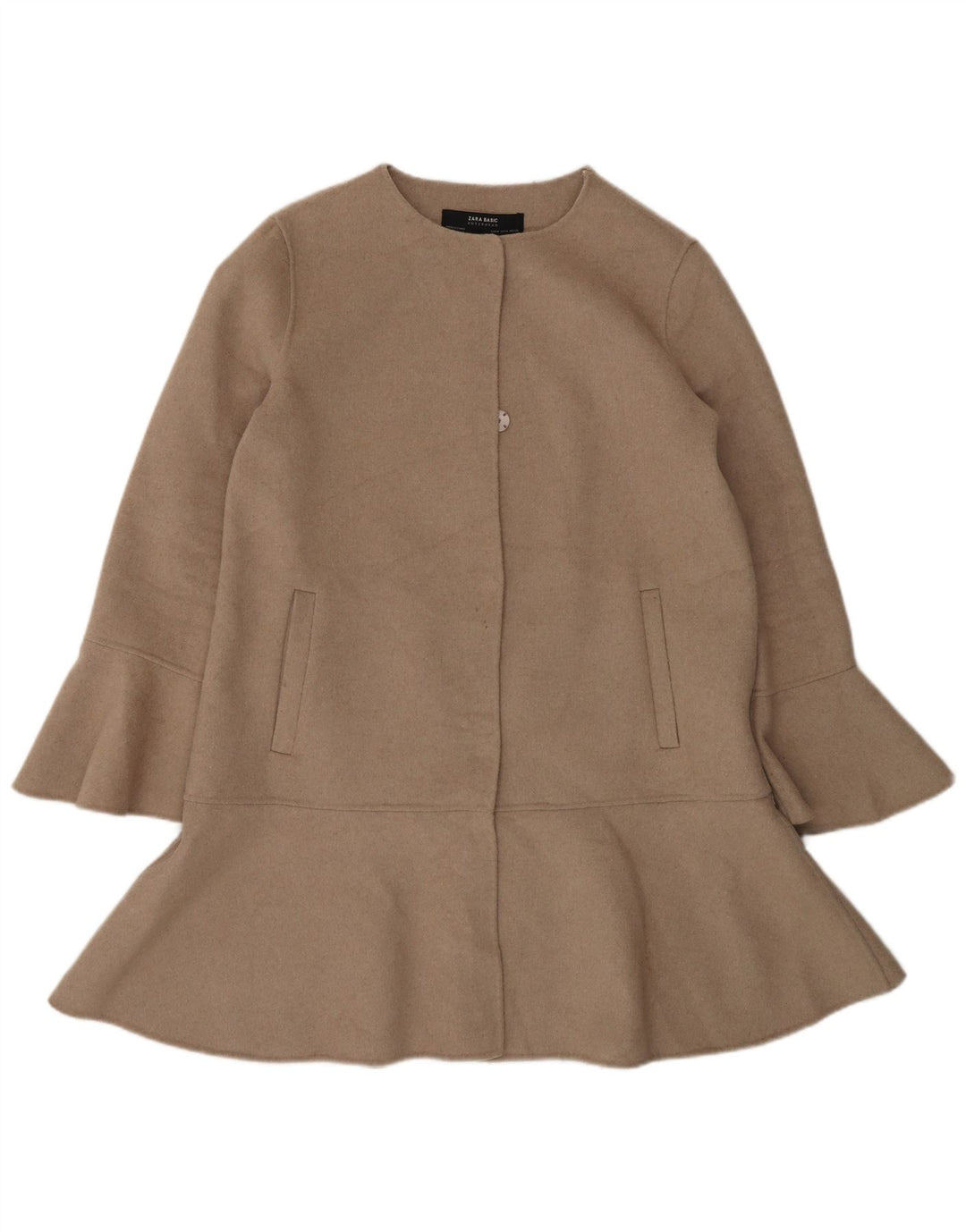 Zara Håndlavet overfrakke til kvinder DK 14 Medium Beige Uld