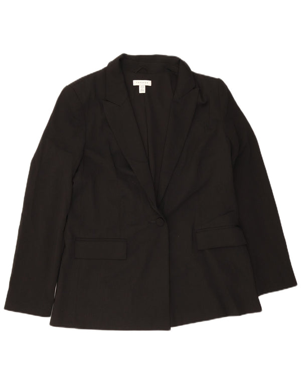 Topshop Dame 1 Knap Blazer Jacket UK 10 Small Black Polyester
