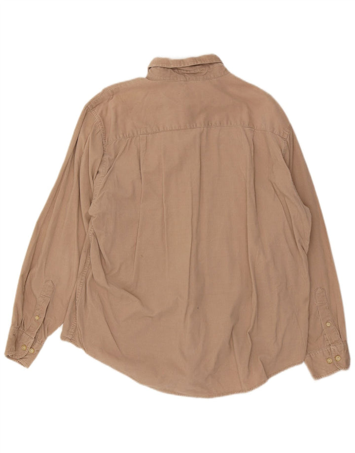Izod Herre Corduroy Skjorte Stor Beige Bomuld
