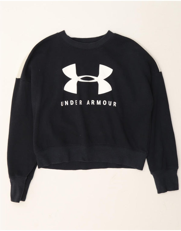 Under Armour Girls Cold Gear Sweatshirt Jumper 12-13 Years Large Navy Blue