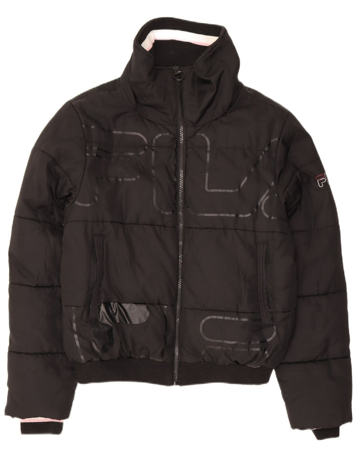 Fila Kvinders Grafisk Oversized Polstret Jakke UK 10 Lille Sort Polyester