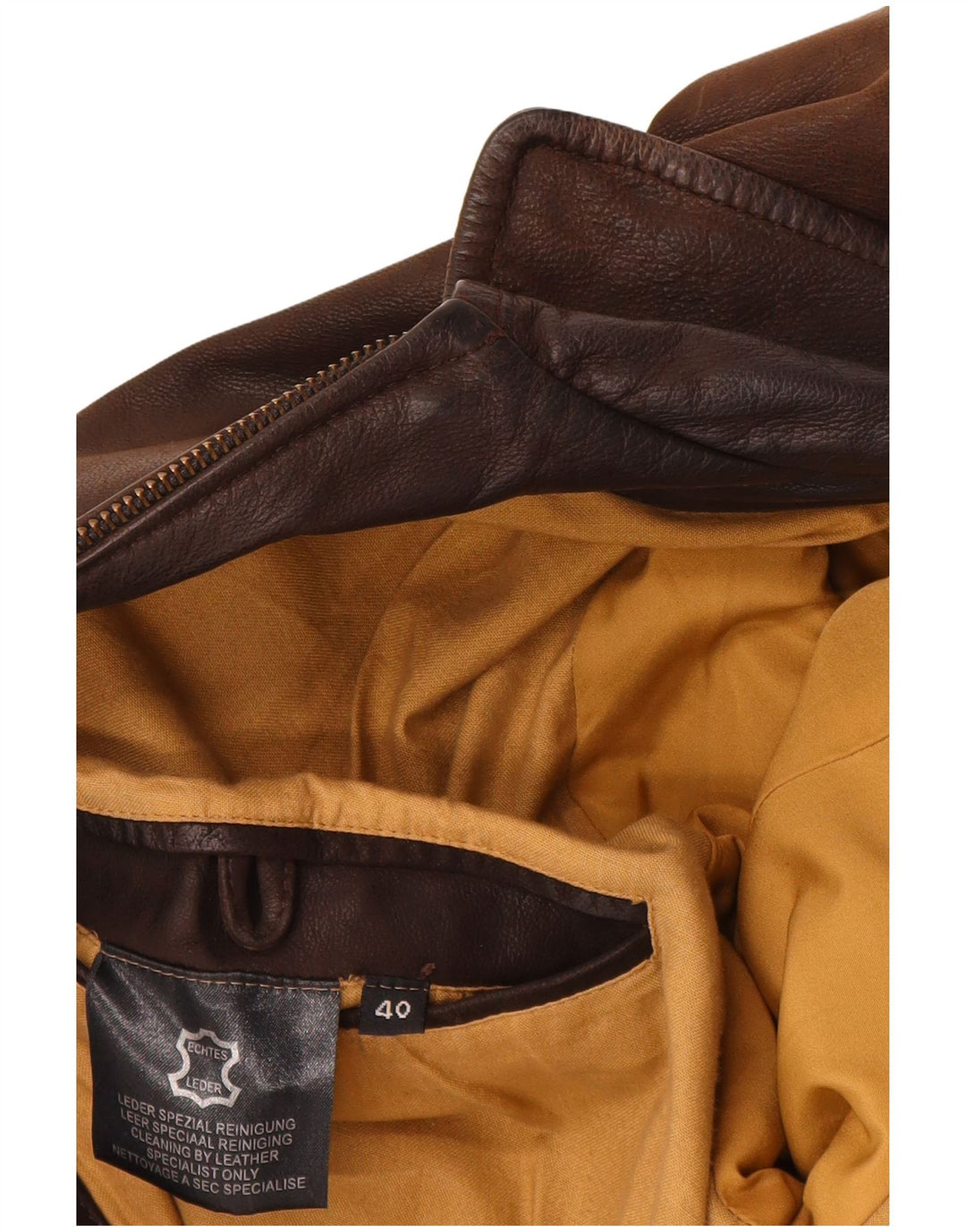 Peek & Cleppenburg Herre Læderjakke UK 40 Stor Brun Læder