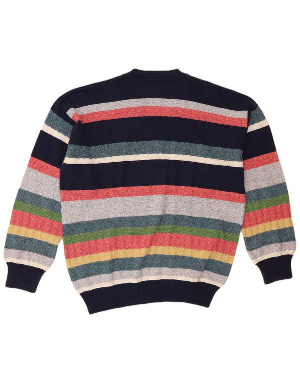 Baroni Herre V-hals sweater IT 54 XL Flerfarvet stribet bomuld