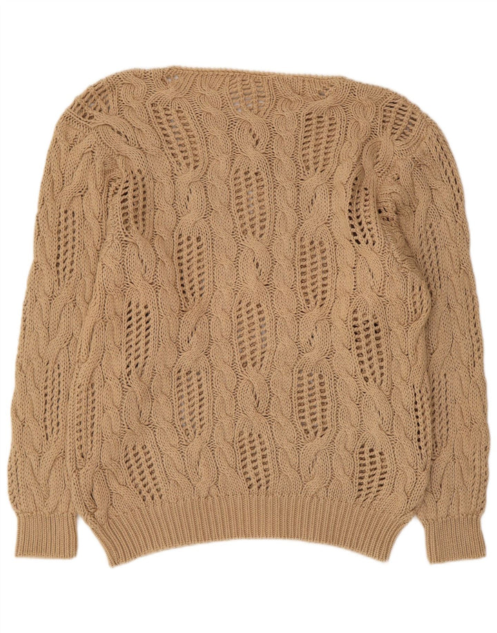 Madeleine Dame Se Through Boat Neck Jumper Sweater EU 40/42 Medium Beige