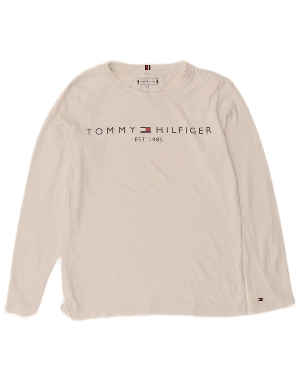 Tommy Hilfiger Boys Grafisk Top Langærmet 11-12 År Hvid