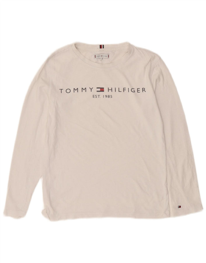 Tommy Hilfiger Boys Grafisk Top Langærmet 11-12 År Hvid