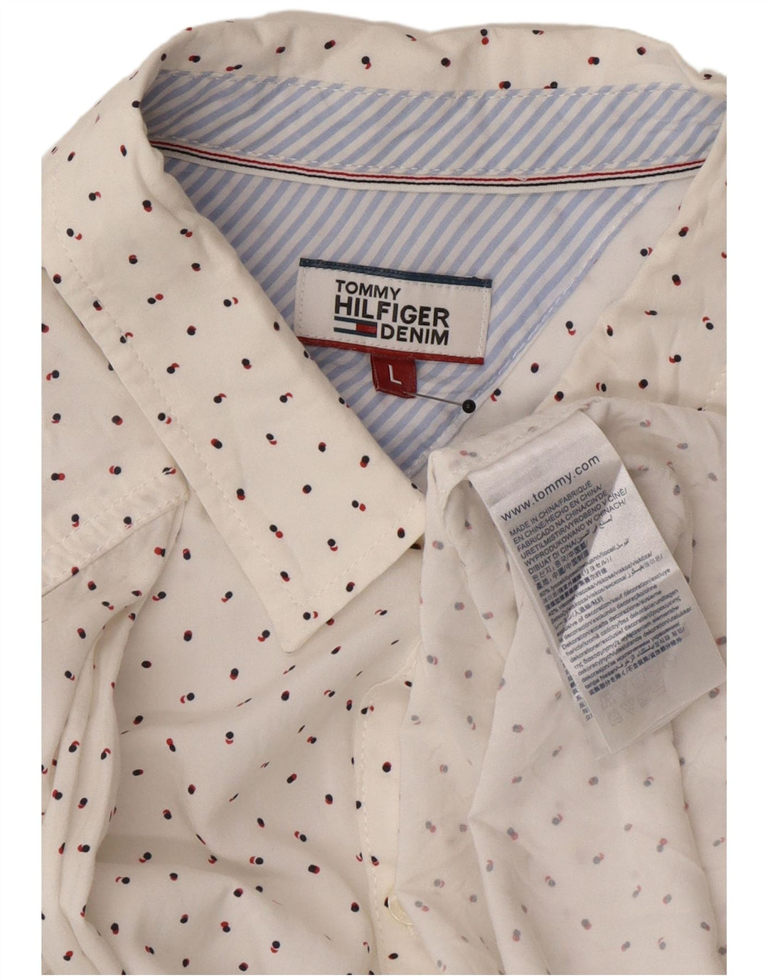 Tommy Hilfiger Dameskjorte UK 16 Large White Spotted Lyocell