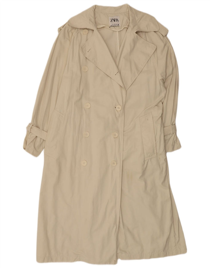 ZARA Oversized Trench Coat til kvinder, UK 14 Medium Beige Polyester