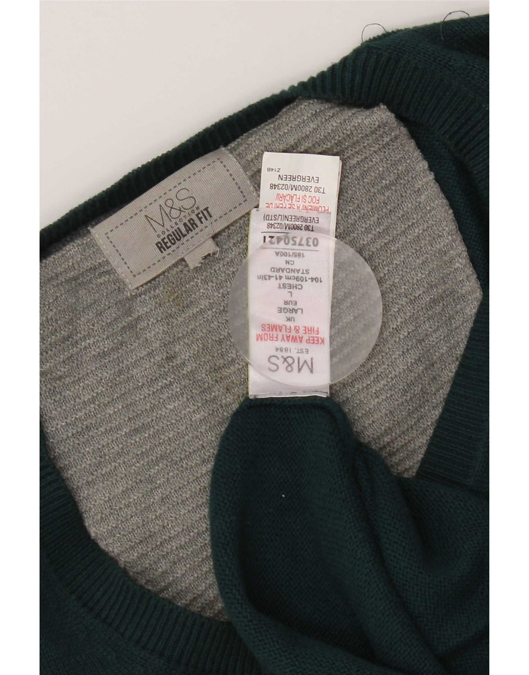Marks & Spencer Herre Regular Fit V-hals sweater Stor grøn bomuld
