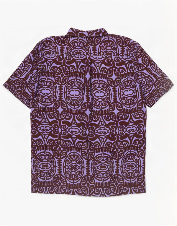 Tribal Origin Herre abstrakt mønster kortærmet skjorte 2XL lilla bomuld