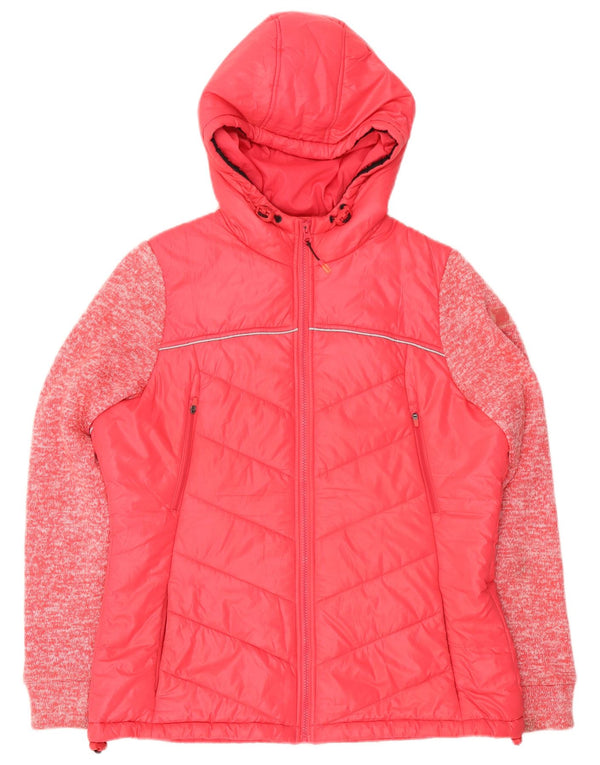 Superdry Polstret hættejakke til kvinder UK 16 Large Pink Flecked Polyester
